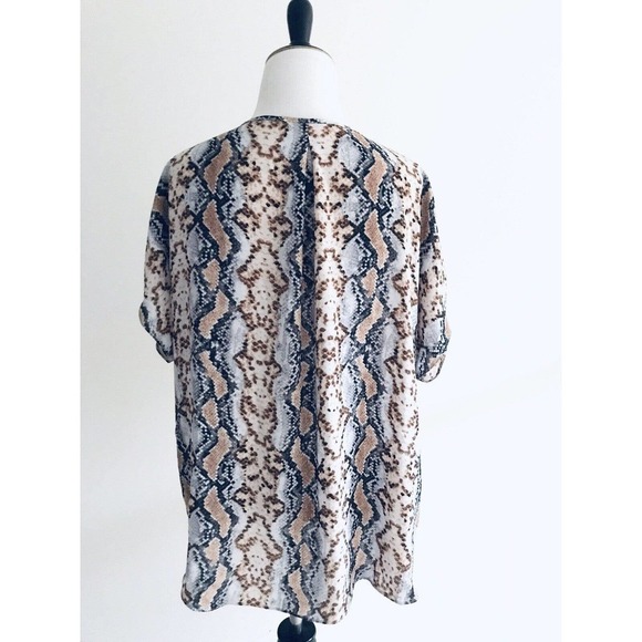 Carmen Marc Valvo | Snakeskin Print Top Womens SM Dolman Cold Shoulder Pullover - Picture 2 of 10